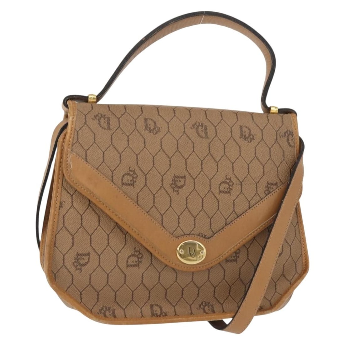 Christian Dior Honeycomb Hand Bag PVC Leather Beige Gold Authentic: Christian Dior Honeycomb Hand Bag PVC Leather Beige Gold Authentic Introducing the Christian Dior Honeycomb Canvas Hand Bag, a stylish accessory crafted from durable PVC leather in a sophisticated bei