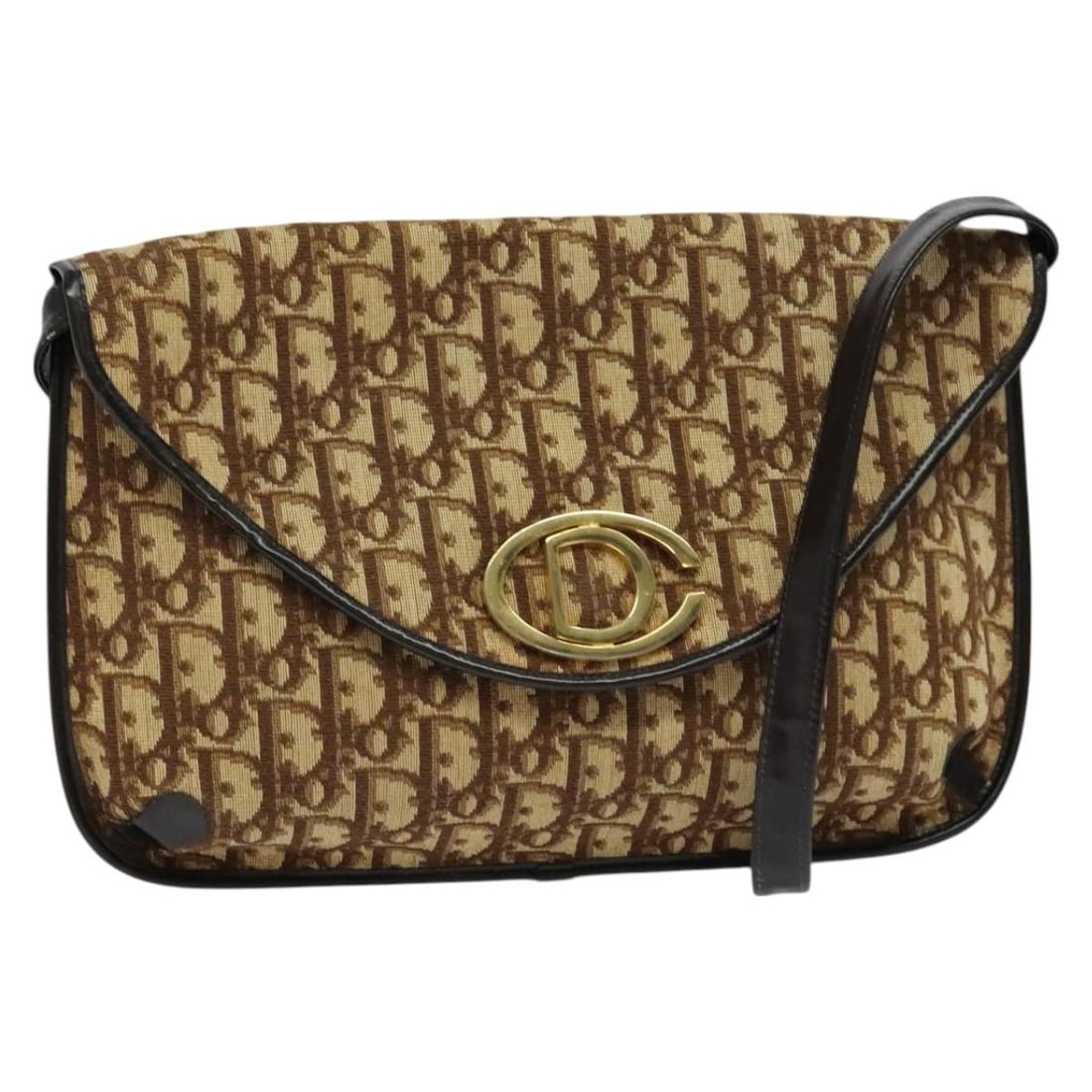 Christian Dior Trotter Canvas Shoulder Bag Brown Gold Auth: Christian Dior Trotter Canvas Shoulder Bag Brown Gold Auth This exquisite Christian Dior Trotter Canvas Shoulder Bag is a sophisticated accessory that marries luxury with functionality. Crafted in Fra