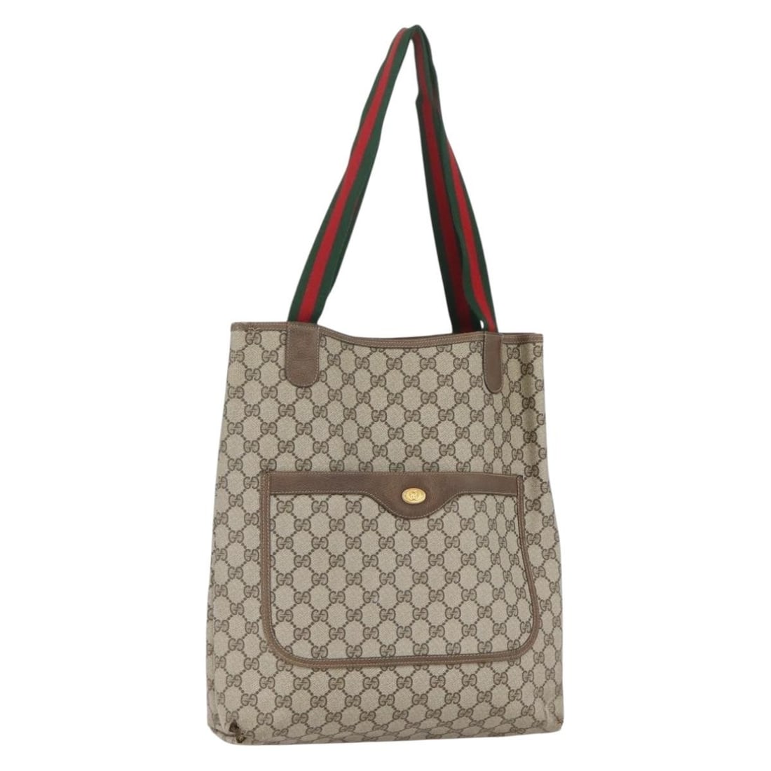 GUCCI GG Supreme Sherry Line Tote Bag Beige Red PVC Auth 39 02 003: GUCCI GG Supreme Sherry Line Tote Bag Beige Red PVC Auth 39 02 003 Elevate your accessory collection with this authentic Gucci GG Supreme Web Sherry Line Tote Bag. Crafted in Italy from durable PVC le