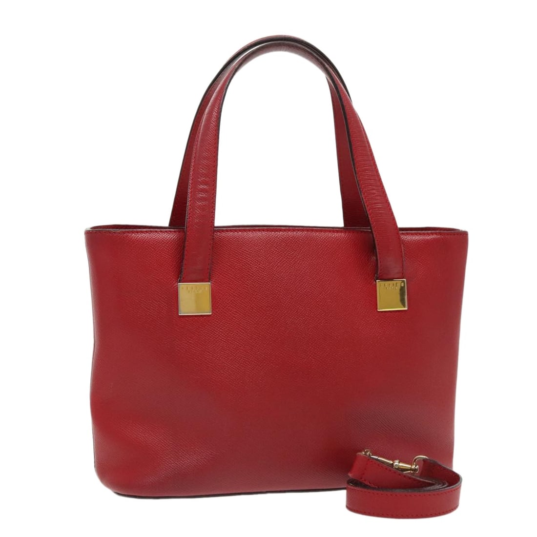 CELINE Red Gold Leather 2-Way Hand Bag Auth Made in Italy: CELINE Red Gold Leather 2-Way Hand Bag Auth Made in Italy This authentic CELINE handbag showcases a striking red and gold color scheme, crafted from high-quality leather. The bag features a versatile