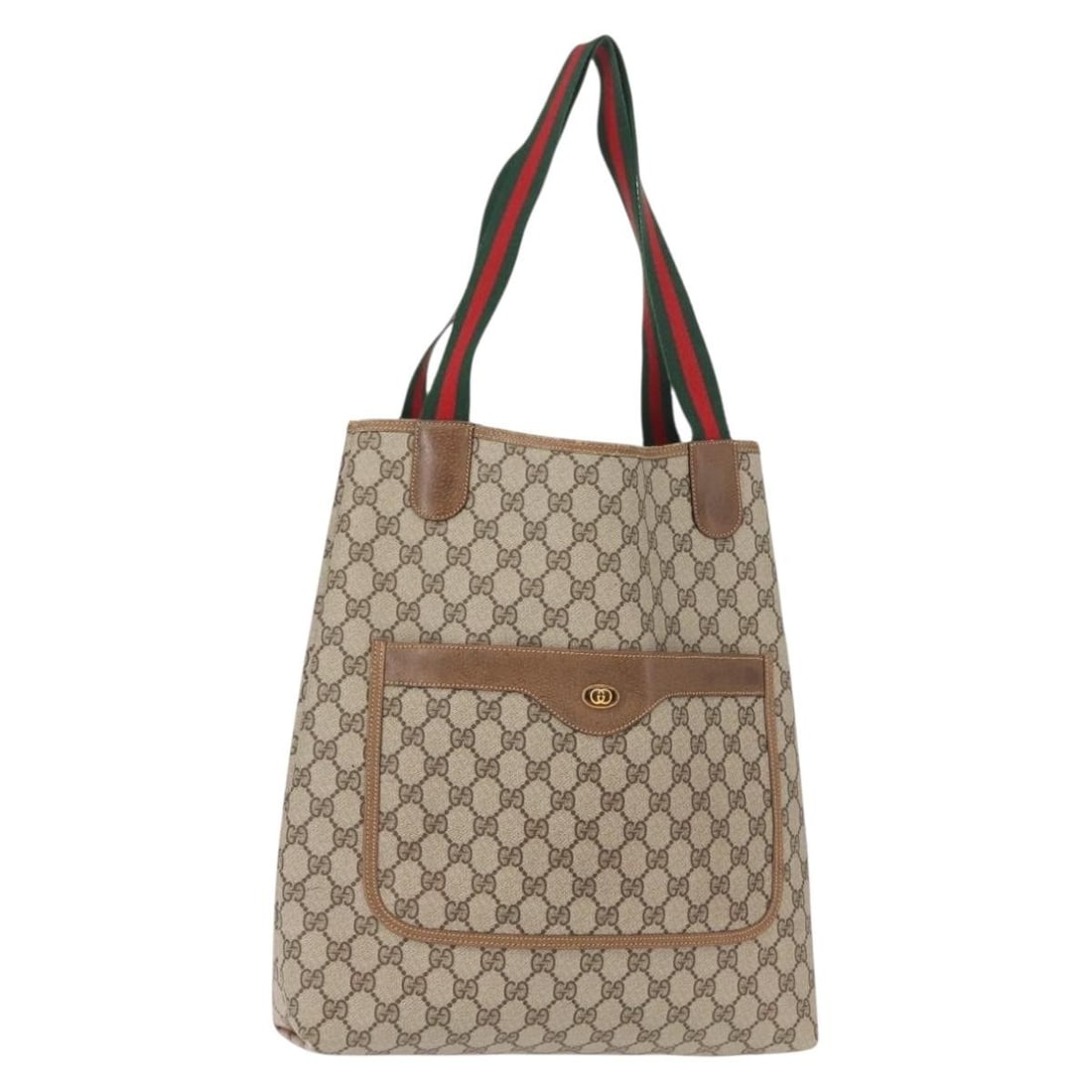 GUCCI GG Supreme Sherry Line Tote Bag PVC Beige Gold 378 02 003 Auth (1 of 18)