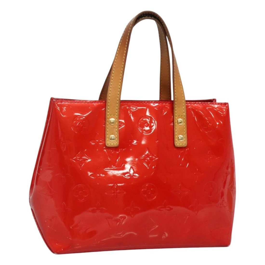 LOUIS VUITTON Monogram Vernis Reade PM Hand Bag Red Patent Leather M91088 (1 of 18)