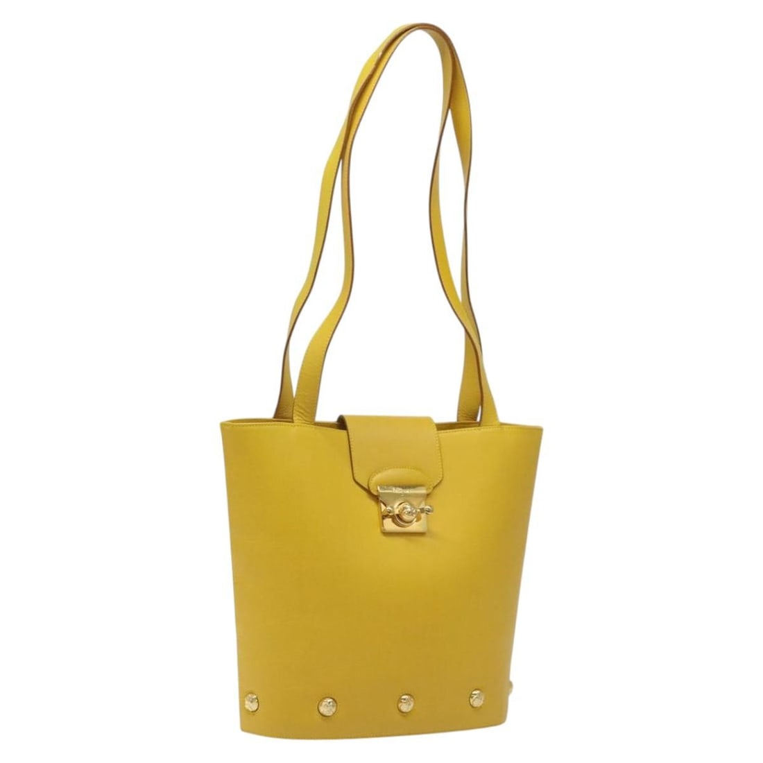 Salvatore Ferragamo Yellow Gold Leather Shoulder Bag Auth DQ-21 6144 (1 of 18)