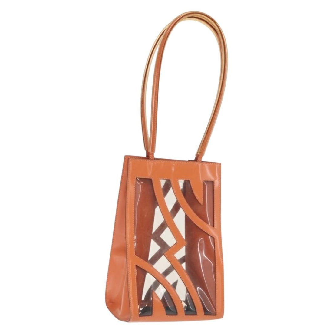 Salvatore Ferragamo Orange Silver Vinyl Shoulder Bag BA9126 Italy: Salvatore Ferragamo Orange Silver Vinyl Shoulder Bag BA9126 Italy This Salvatore Ferragamo shoulder bag is a striking accessory crafted from durable vinyl in a vibrant orange and silver color combinat