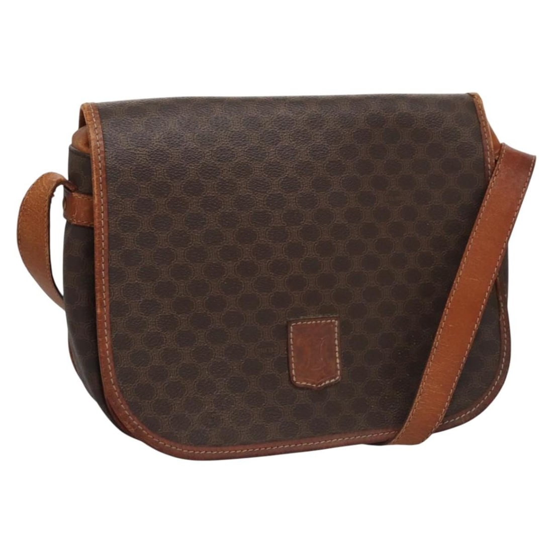 Authentic CELINE Brown PVC Leather Macadam Shoulder Bag BA242 (1 of 18)