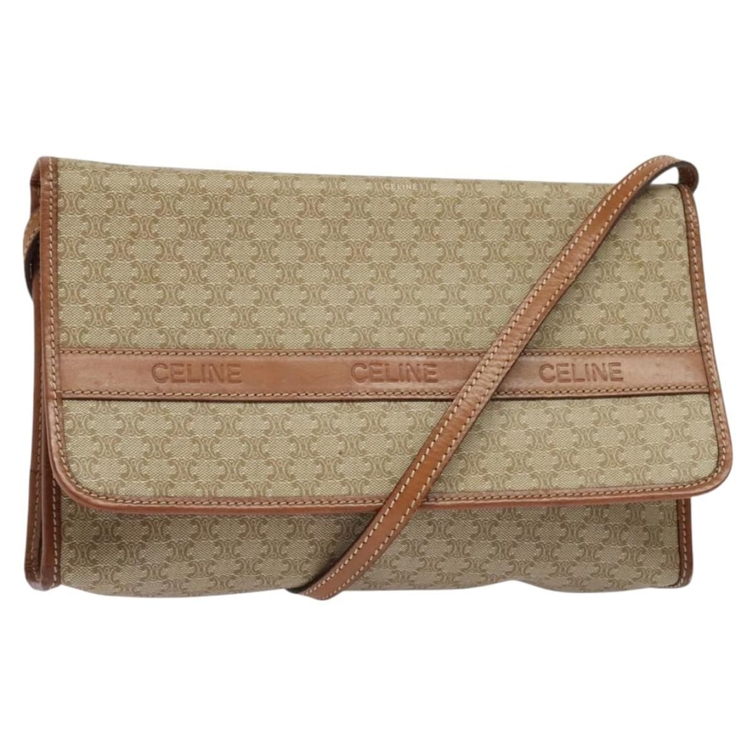 CELINE Beige Macadam Canvas Shoulder Bag Made in Italy BA3577: CELINE Beige Macadam Canvas Shoulder Bag Made in Italy BA3577 This CELINE Macadam Canvas Shoulder Bag in Beige is a stylish accessory crafted in Italy, showcasing a timeless design. Made from durable