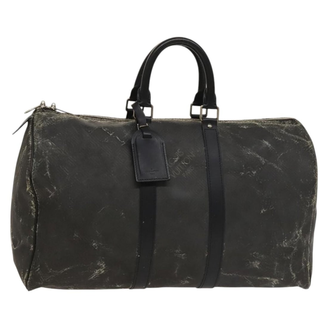 LOUIS VUITTON Damier Carbon Keepall 45 Black Boston Bag N41415 LV Auth: LOUIS VUITTON Damier Carbon Keepall 45 Black Boston Bag N41415 LV Auth The LOUIS VUITTON Damier Carbon Keepall 45 Boston Bag is a sophisticated travel companion crafted from durable Damier Ebene Canva