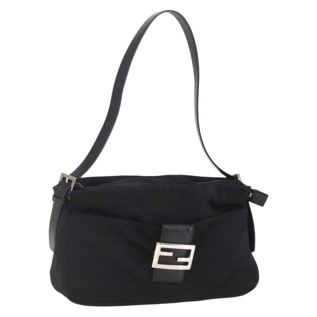 Fendi Mamma Baguette Black Nylon Shoulder Bag Silver Hardware Italy (1 of 18)