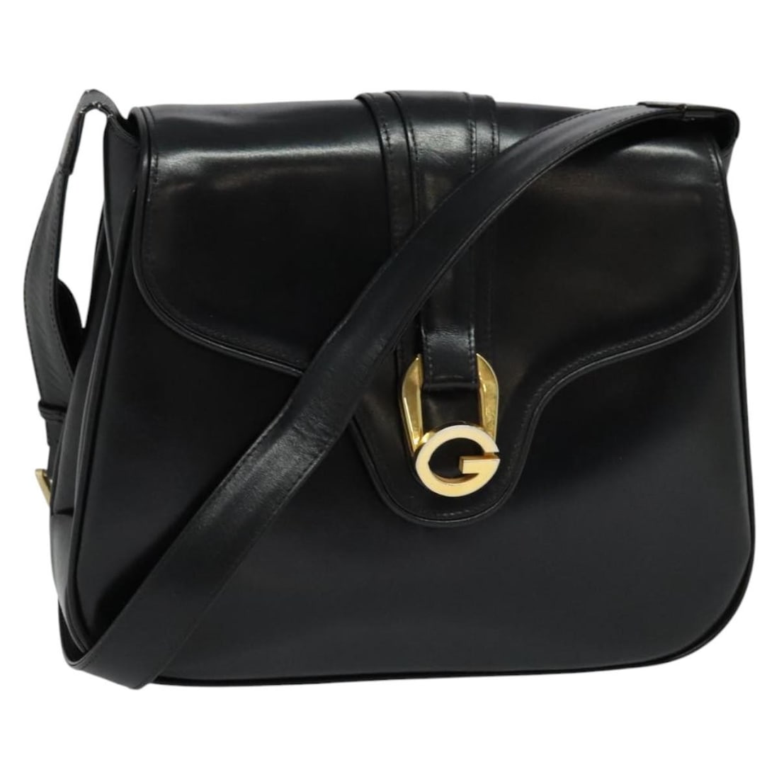 Gucci Black Leather Shoulder Bag with Gold Accents Made in Italy: Gucci Black Leather Shoulder Bag with Gold Accents Made in Italy This GUCCI shoulder bag features a black leather exterior with gold-tone accents. Made in Italy, the bag is designed with a practical s
