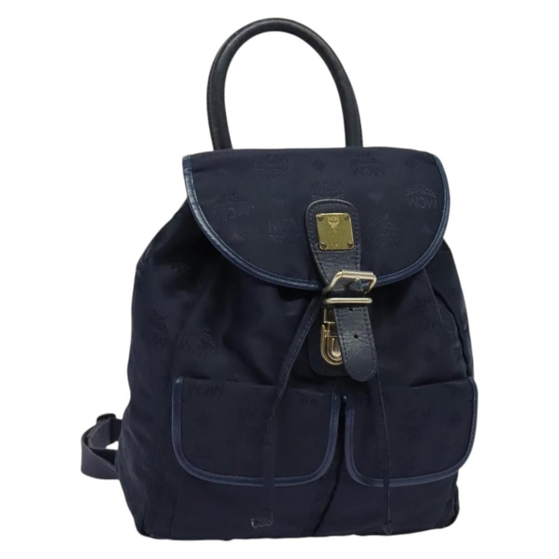 MCM Logogram Vicetos Navy Gold Nylon Backpack Auth Germany (1 of 18)