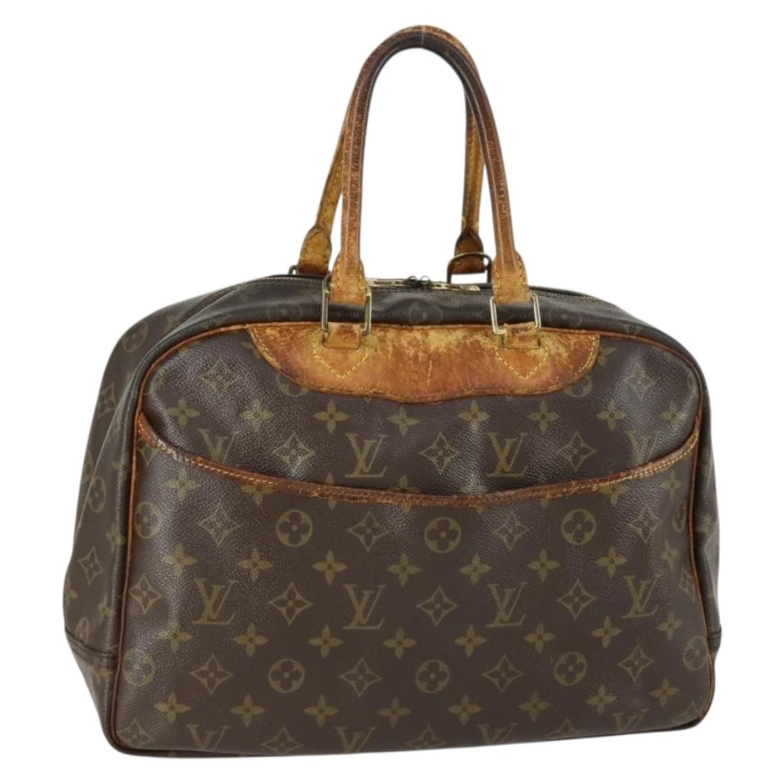 Louis Vuitton Deauville Monogram Canvas Handbag M47270 France: Louis Vuitton Deauville Monogram Canvas Handbag M47270 France This is a Louis Vuitton Deauville handbag crafted from signature monogram canvas. The bag features a structured silhouette with ample inte