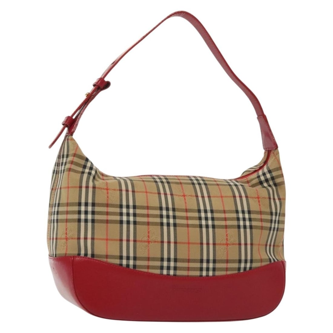 Burberrys Nova Check Canvas Shoulder Bag Beige Red Auth: Burberrys Nova Check Canvas Shoulder Bag Beige Red Auth This authentic Burberrys shoulder bag features a stylish Nova Check pattern in a sophisticated beige and red color scheme. Crafted from durable