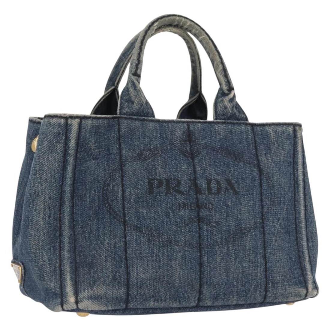 Blue Gold Canvas Canapa PM Tote Bag by Prada Italy (1 of 18)