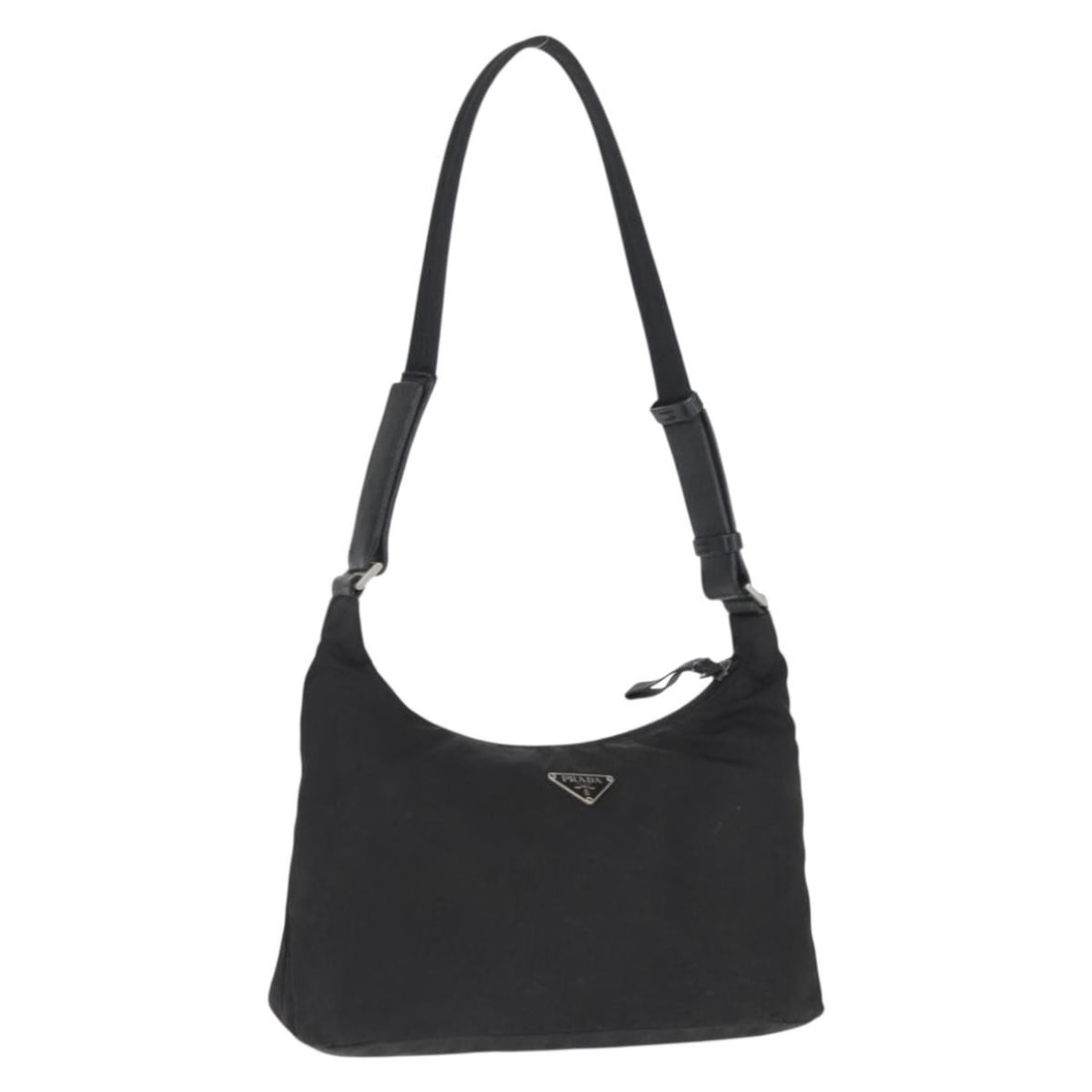 Prada Black Nylon Shoulder Bag Silver Tone Accents Made in Italy (1 of 18)