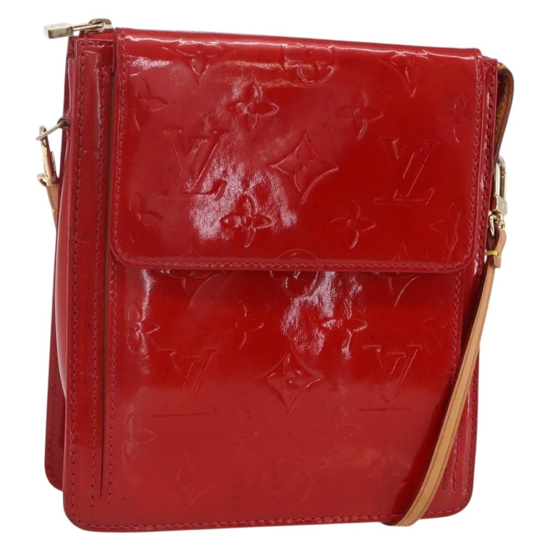 LOUIS VUITTON Monogram Vernis Red Accessory Pouch M91137 Auth: LOUIS VUITTON Monogram Vernis Red Accessory Pouch M91137 Auth This LOUIS VUITTON Monogram Vernis Motto Accessory Pouch in a vibrant red is a stylish and functional addition to your accessory collectio