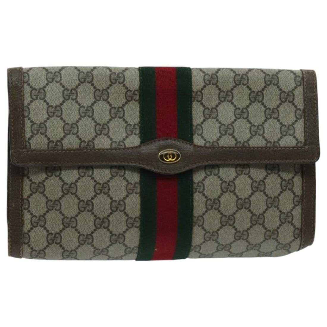 GUCCI GG Supreme Web Sherry Clutch Bag Beige PVC 41 014 3087 30 Auth: GUCCI GG Supreme Web Sherry Clutch Bag Beige PVC 41 014 3087 30 Auth This authentic GUCCI GG Supreme Web Sherry Line Clutch Bag is crafted from durable PVC leather in a stylish beige hue. Perfect for