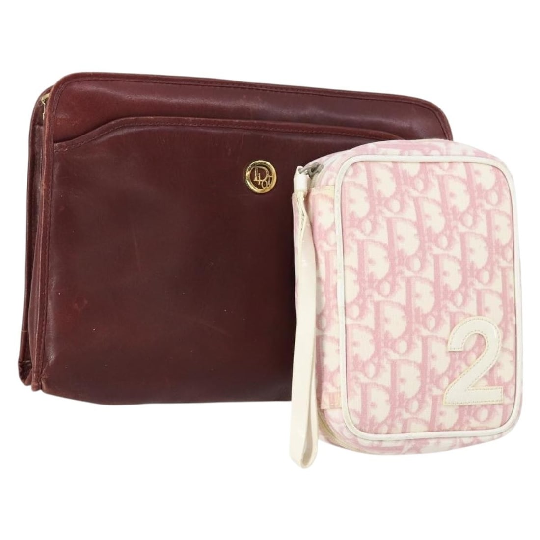 Christian Dior Trotter Canvas Clutch Bag Set Red Pink Authentic (1 of 15)