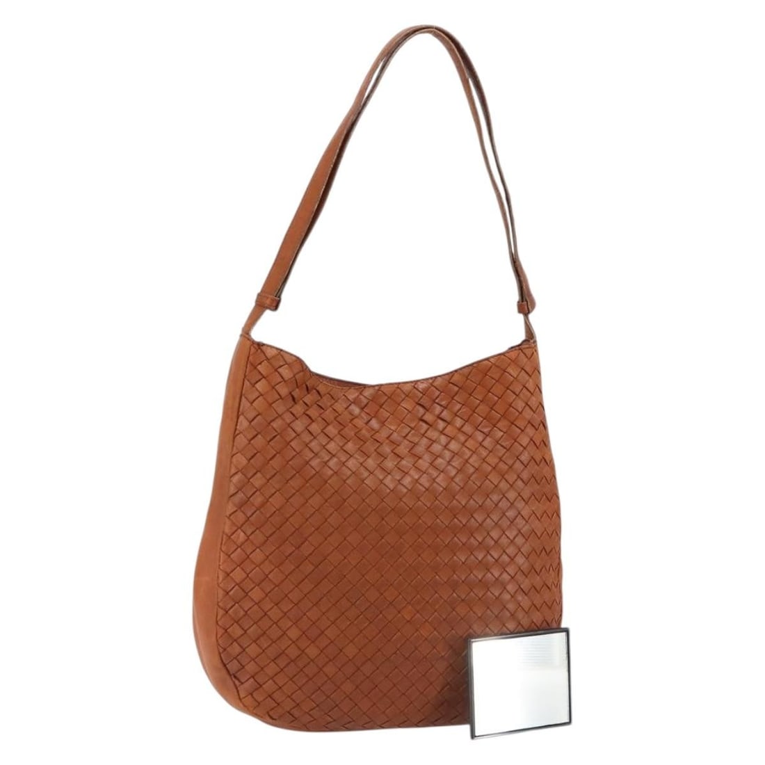 Bottega Veneta Intrecciato Brown Leather Shoulder Bag with Mirror Italy (1 of 18)