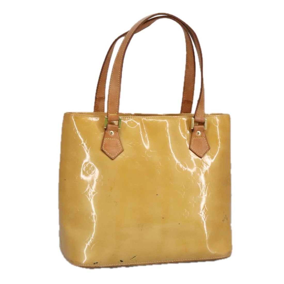 LOUIS VUITTON Monogram Vernis Houston Hand Bag Beige M91004 Auth Spain: LOUIS VUITTON Monogram Vernis Houston Hand Bag Beige M91004 Auth Spain This elegant Louis Vuitton Monogram Vernis Houston Hand Bag in Beige is a stunning addition to any collection. Crafted from high-