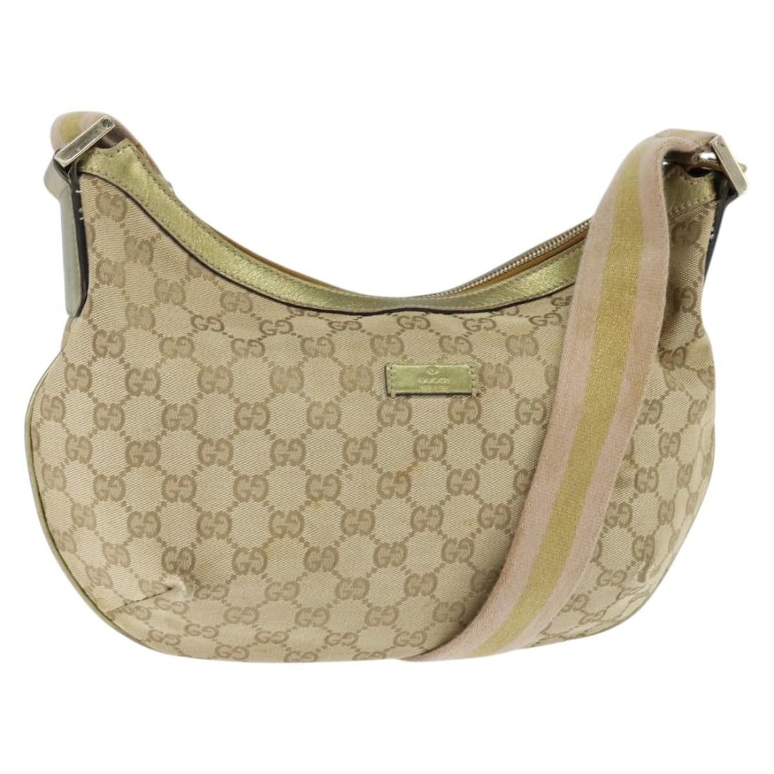 GUCCI GG Canvas Sherry Line Shoulder Bag Beige Gold 181092 Authentic Italy (1 of 18)