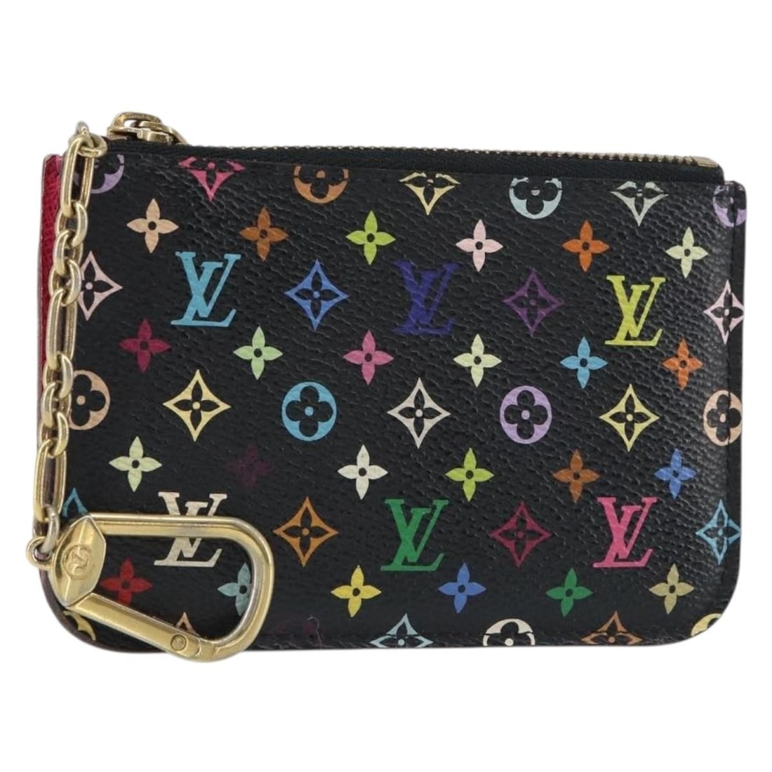 LOUIS VUITTON Multicolor Coin Purse Pochette Cles NM Black M60279 Auth (1 of 18)
