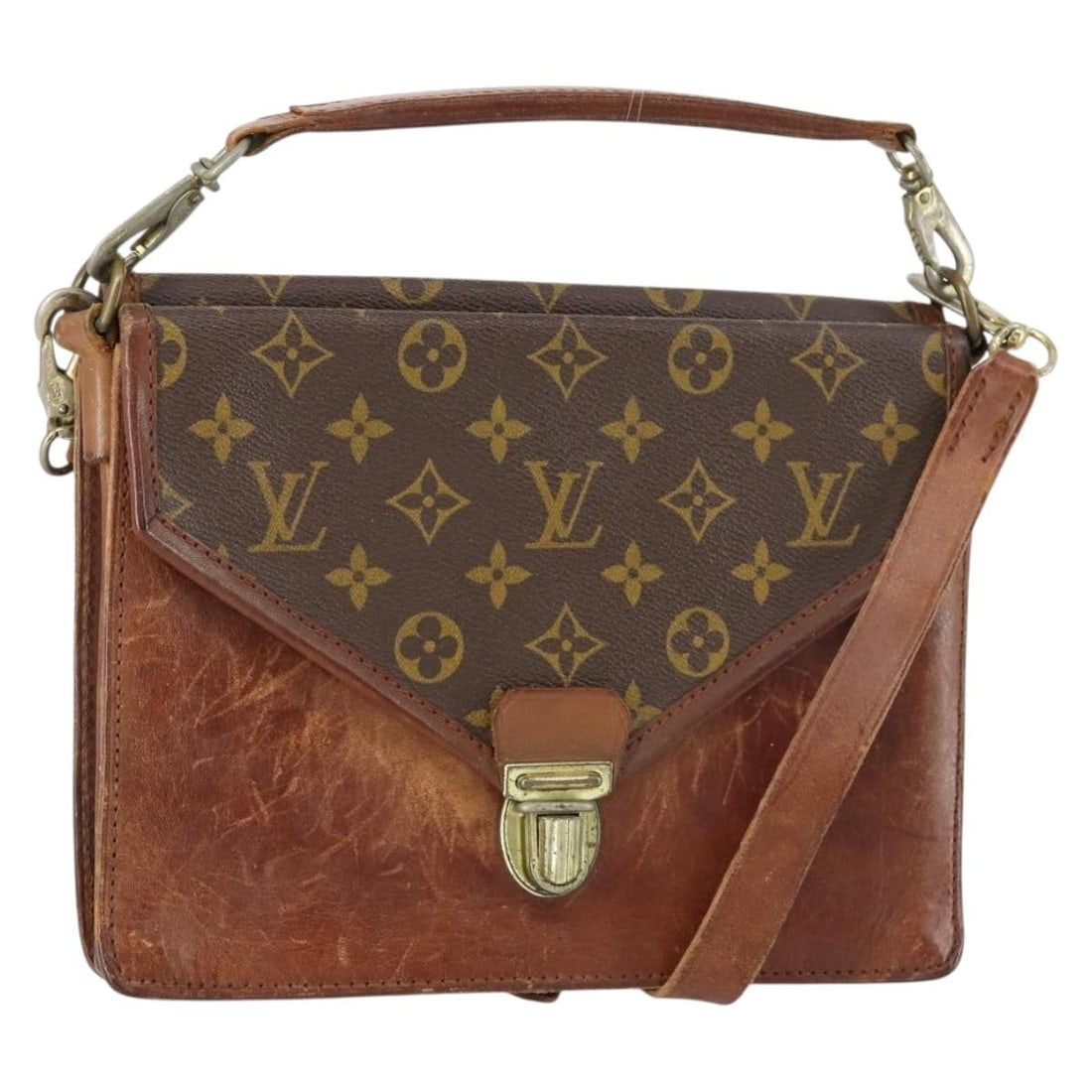 LOUIS VUITTON Monogram Sac Biface Hand Bag M51310 with Shoulder Strap (1 of 18)