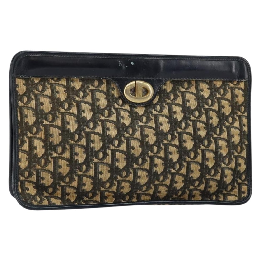 Christian Dior Navy Gold Trotter Canvas Clutch Bag Auth (1 of 16)
