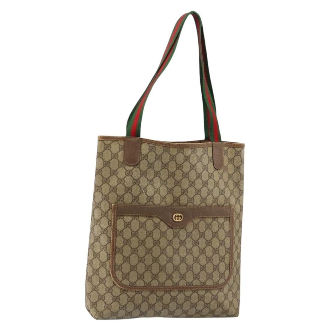 GUCCI GG Supreme Web Sherry Tote Bag PVC Beige Gold 002 58 6487 Auth Italy (1 of 18)