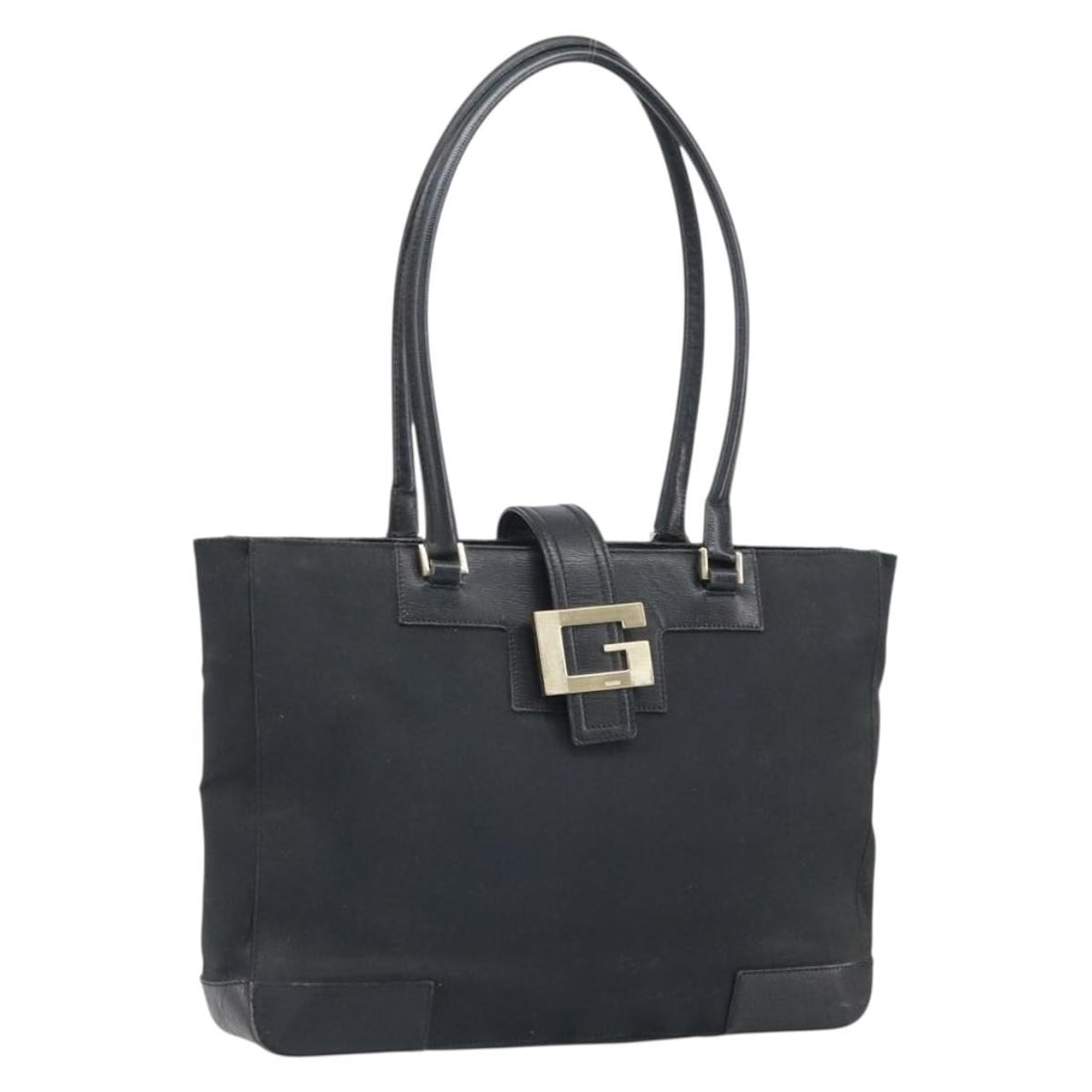 Black and Gold Canvas Gucci 002 1109 Tote Bag Italy: Black and Gold Canvas Gucci 002 1109 Tote Bag Italy This GUCCI tote bag features a black and gold canvas exterior and is part of the 002 1109 product line. Made in Italy, the bag measures approximatel
