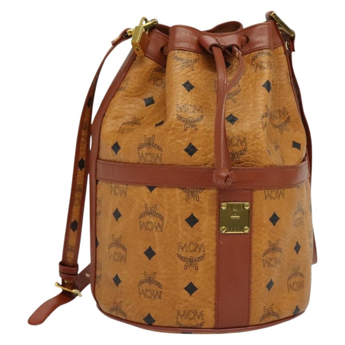 MCM Vicetos Shoulder Bag PVC Leather Brown Gold Made in Germany (1 of 18)