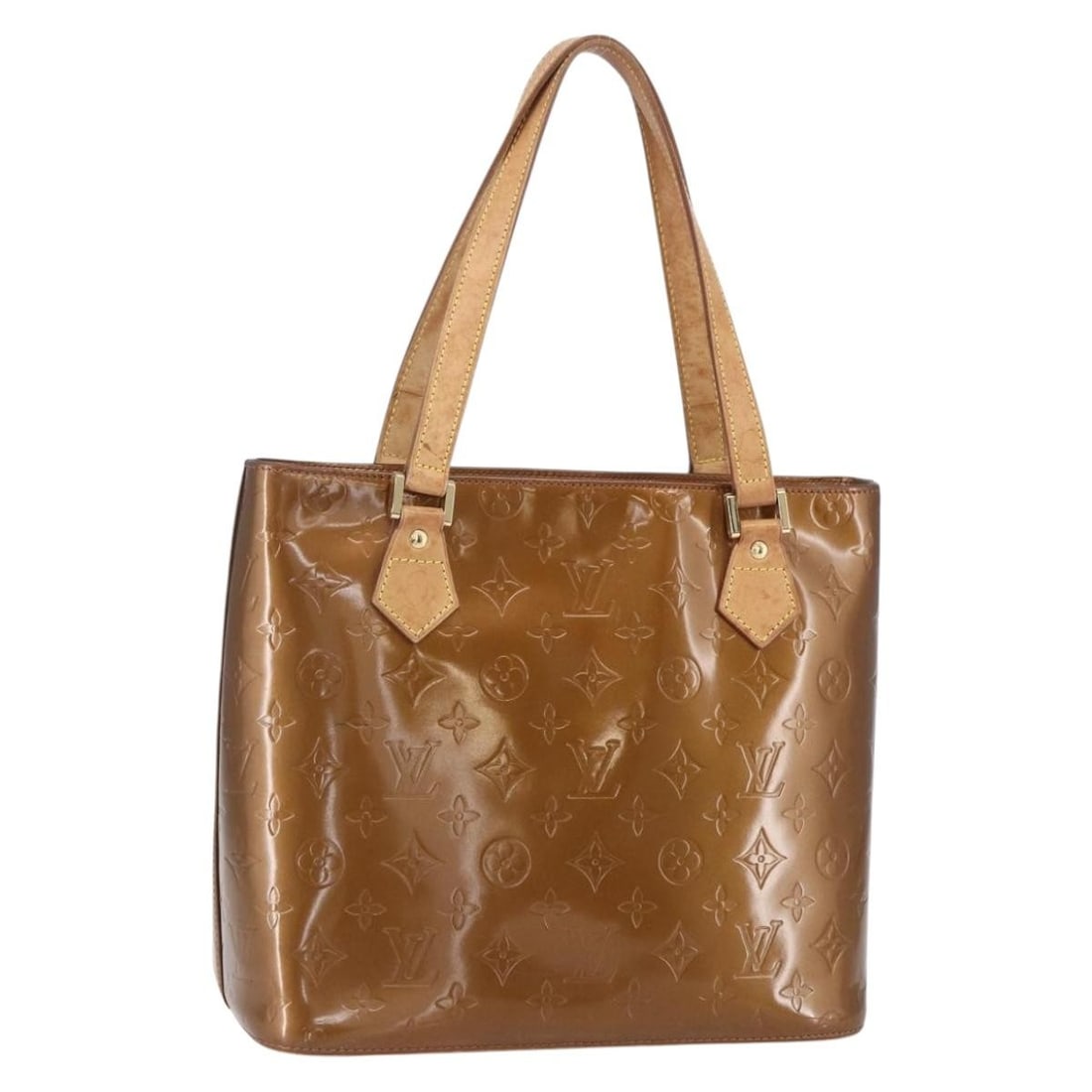 LOUIS VUITTON Monogram Vernis Houston Hand Bag Bronze M91122 Auth: LOUIS VUITTON Monogram Vernis Houston Hand Bag Bronze M91122 Auth This LOUIS VUITTON Monogram Vernis Houston Hand Bag is a stunning accessory crafted from high-quality patent leather in a rich bronze