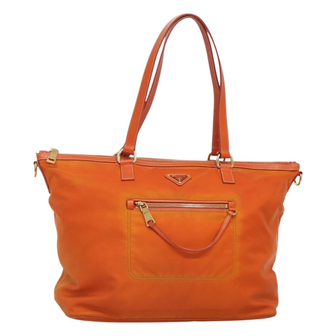 PRADA Orange Gold Nylon Tote Bag Auth TI3145 (1 of 18)