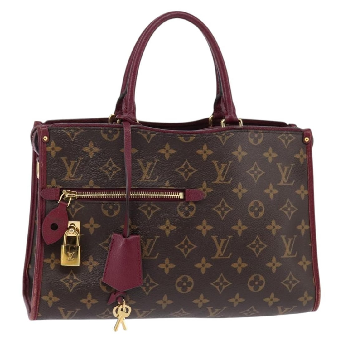 Louis Vuitton Monogram Popincourt PM Wine Red Canvas Handbag with Padlock and Keys: Louis Vuitton Monogram Popincourt PM Wine Red Canvas Handbag with Padlock and Keys This is a Louis Vuitton Popincourt PM 2-way handbag crafted from monogram canvas in a monogram and wine red colorway.