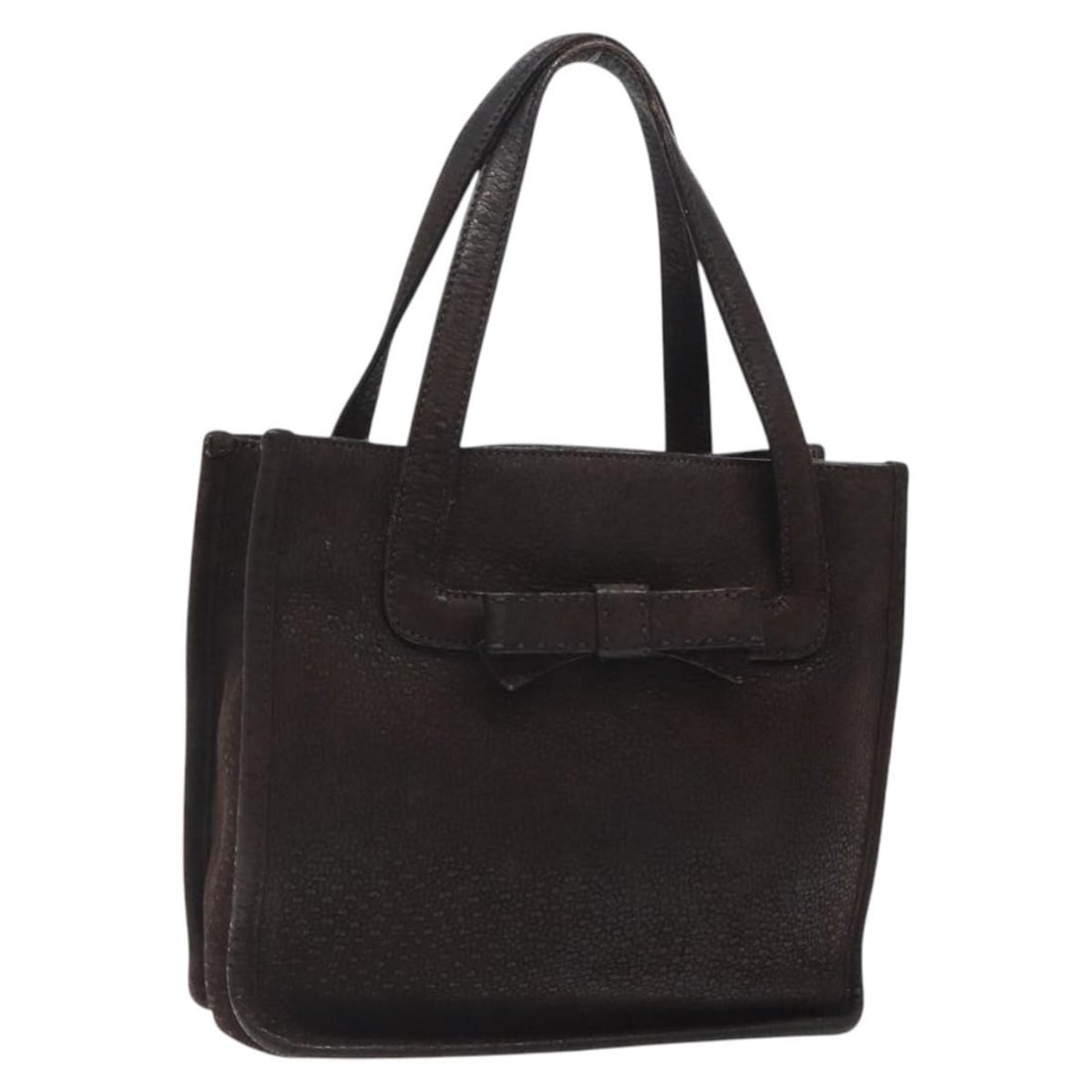 PRADA Leather Hand Bag Brown Silver Auth Made in Italy (1 of 18)