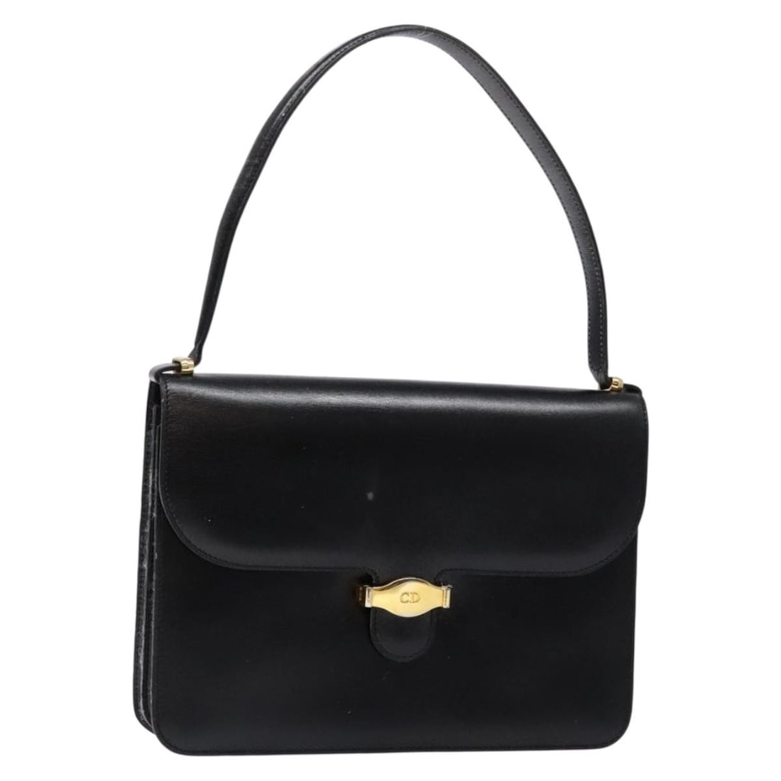 Christian Dior Black Gold Leather Shoulder Bag Auth France (1 of 18)