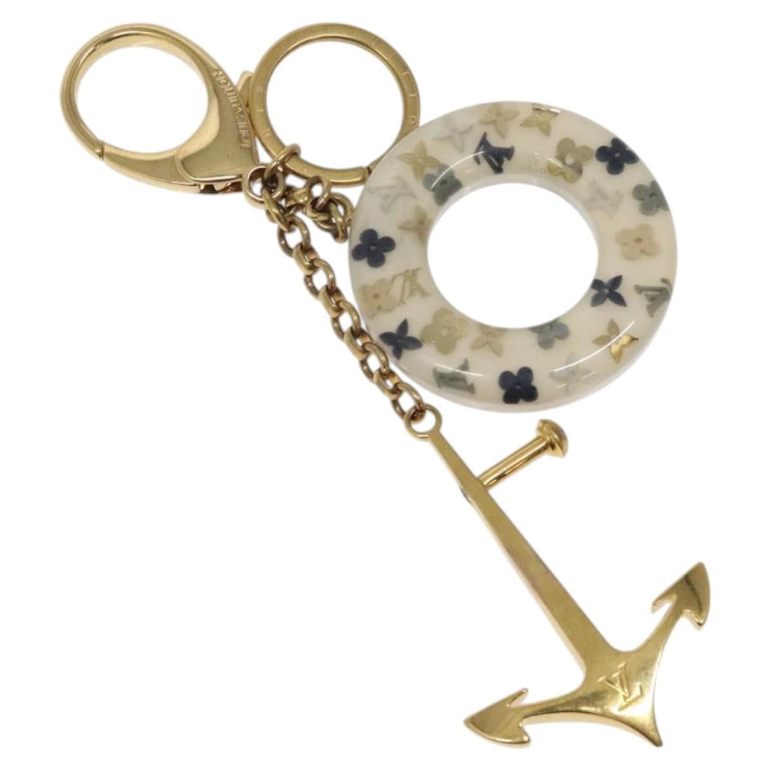 LOUIS VUITTON M66141 Gold Tone Key Holder Charm Auth (1 of 8)