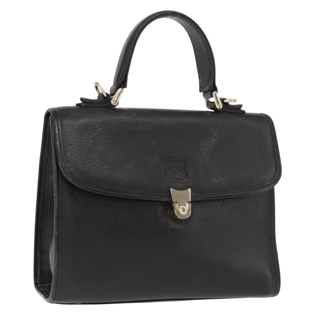 Burberrys Black Gold Leather Hand Bag Auth bs30344 (1 of 18)