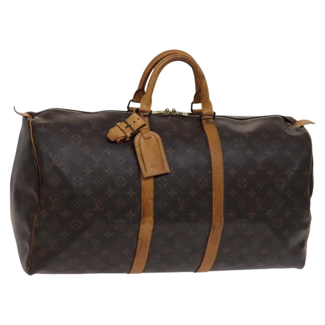 LOUIS VUITTON Monogram Keepall 55 Boston Bag M41424 Authenticated: LOUIS VUITTON Monogram Keepall 55 Boston Bag M41424 Authenticated This iconic LOUIS VUITTON Monogram Keepall 55 Boston Bag showcases a classic design crafted from durable monogram canvas. With its spa