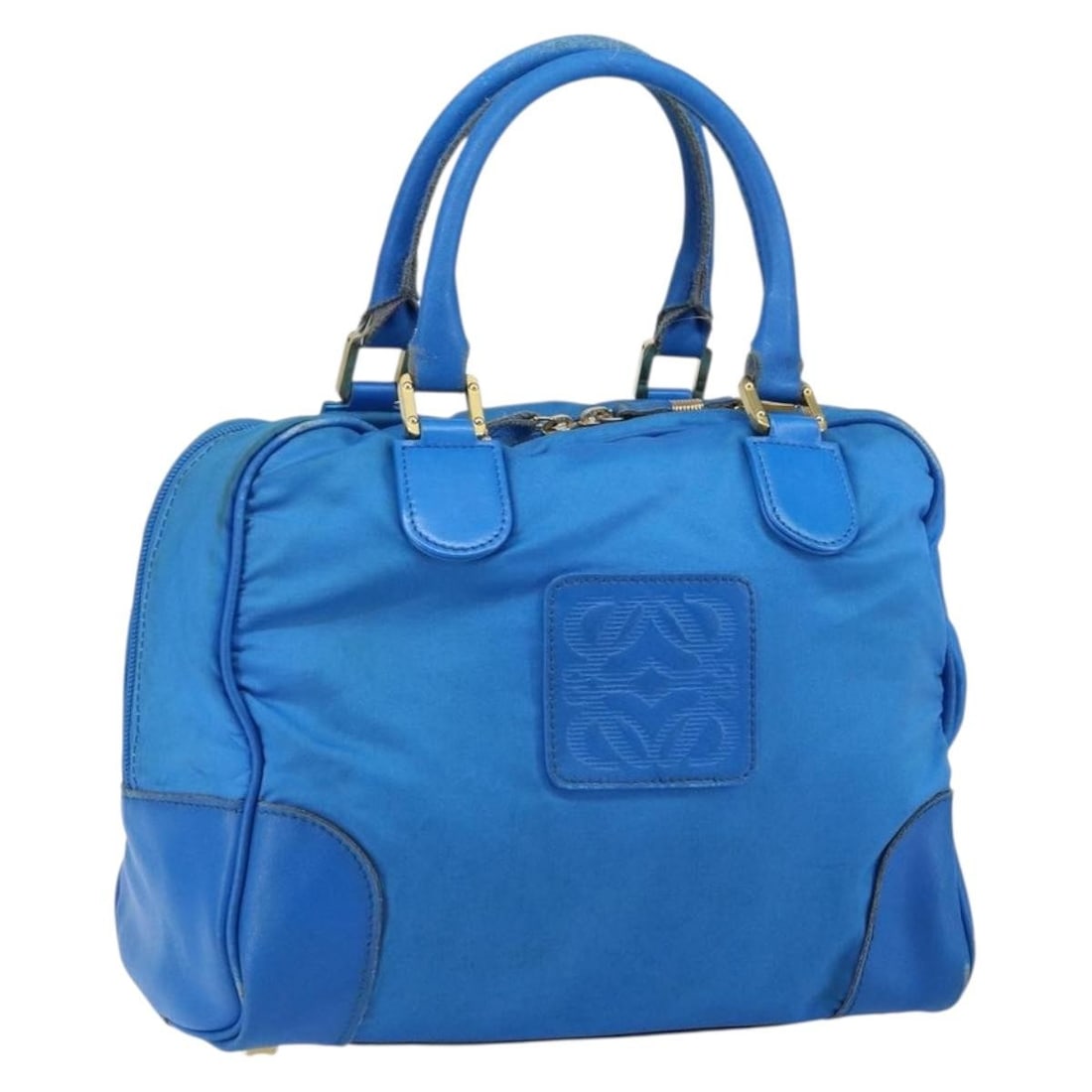 LOEWE Anagram Amazonas Hand Bag Blue Gold Nylon Auth (1 of 18)