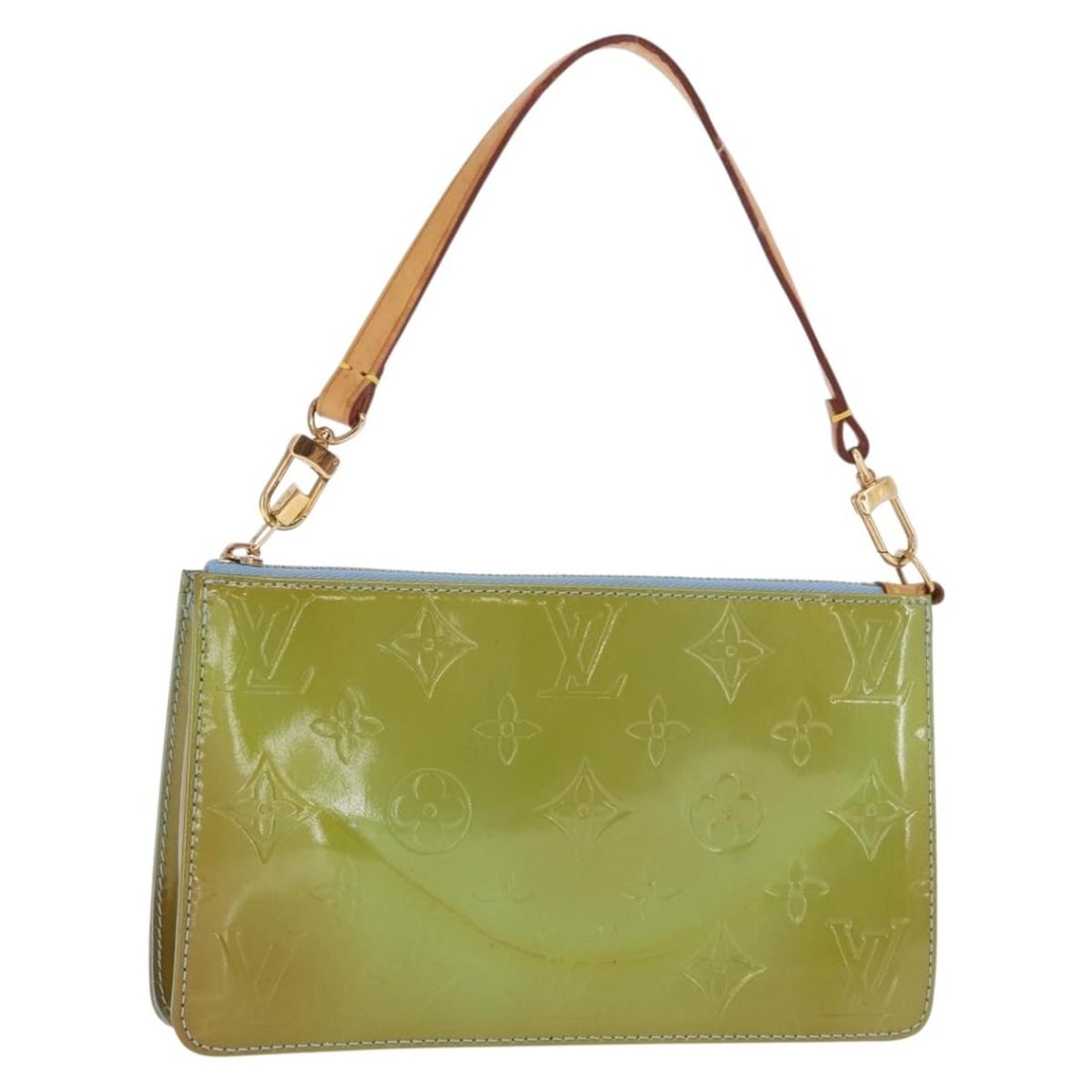 Louis Vuitton Lexington Patent Leather Baby Blue Accessory Pouch Bag M91011: Louis Vuitton Lexington Patent Leather Baby Blue Accessory Pouch Bag M91011 This Louis Vuitton Monogram Vernis Lexington accessory pouch features a baby blue patent leather exterior with a compact and