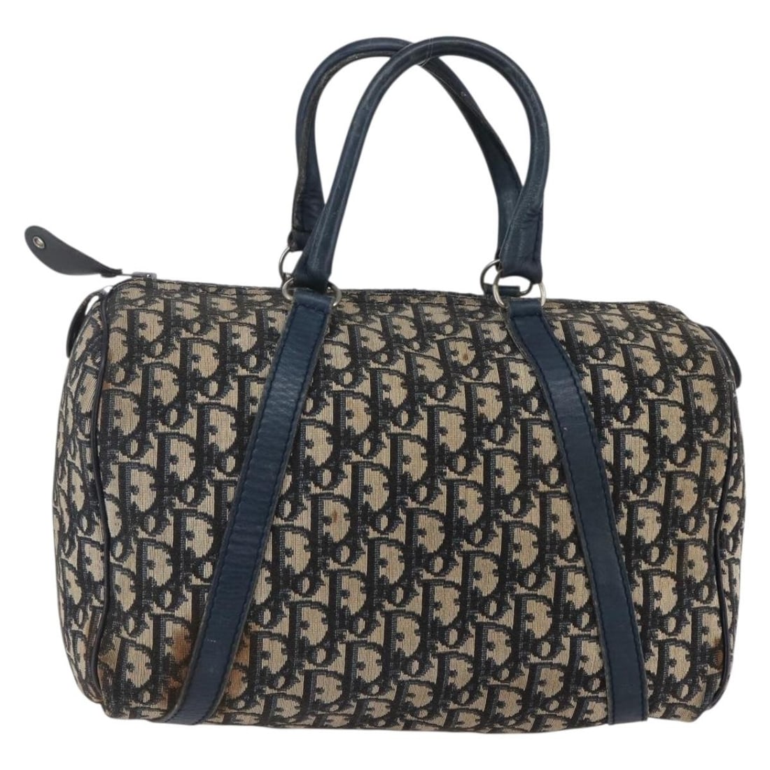 Christian Dior Navy Gold Trotter Canvas Mini Boston Bag Auth (1 of 18)