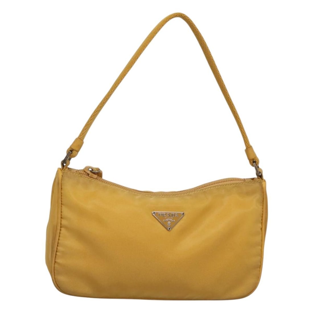 PRADA Yellow Nylon Accessory Pouch Made in Italy Auth 117775: PRADA Yellow Nylon Accessory Pouch Made in Italy Auth 117775 This PRADA accessory pouch is a stylish and functional piece made of durable nylon in a vibrant yellow color. Ideal for carrying small esse