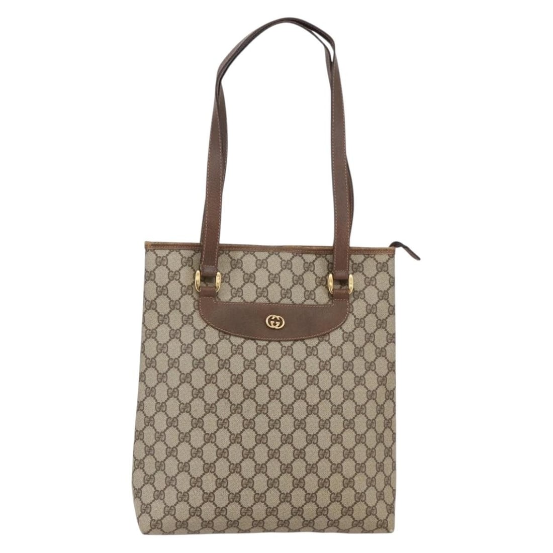 GUCCI GG Supreme Tote Bag Beige Gold PVC 002 39 6130 Auth: GUCCI GG Supreme Tote Bag Beige Gold PVC 002 39 6130 Auth Experience luxury with this authentic GUCCI GG Supreme Tote Bag, crafted in Italy from durable PVC leather. The elegant beige and gold color c