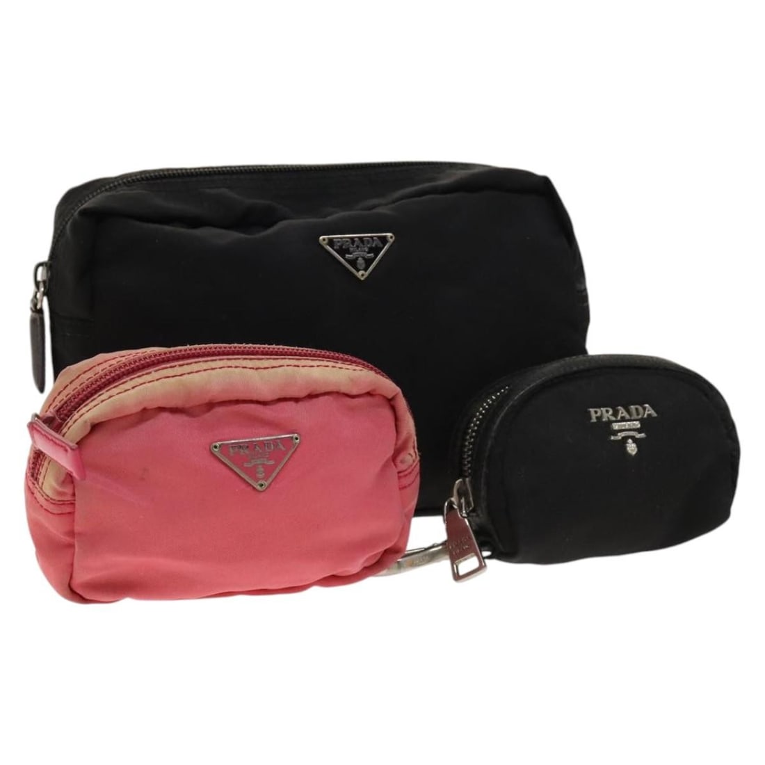 PRADA Nylon Pouch Set of 3 Black Pink Made in Italy (1 of 18)