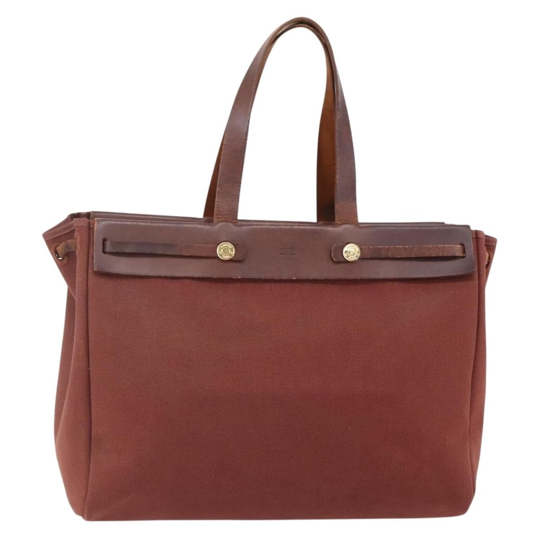 HERMES Herbag Cabas GM Tote Bag Brown Gold Canvas France (1 of 18)