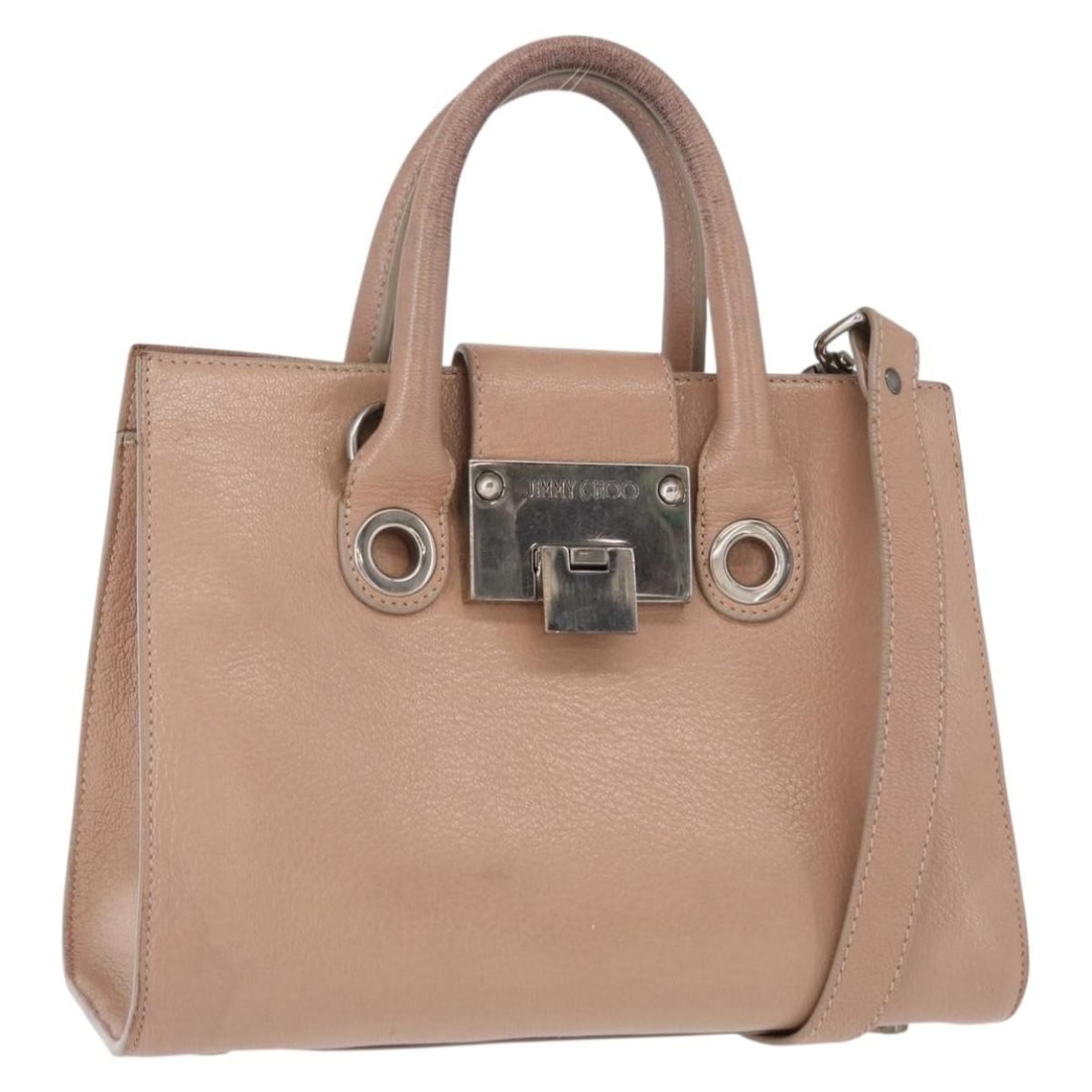 Jimmy Choo Pink Silver Leather Hand Bag 2way Italy Auth: Jimmy Choo Pink Silver Leather Hand Bag 2way Italy Auth This elegant Jimmy Choo handbag features a stylish combination of pink and silver leather, embodying luxury and sophistication. Crafted in Italy