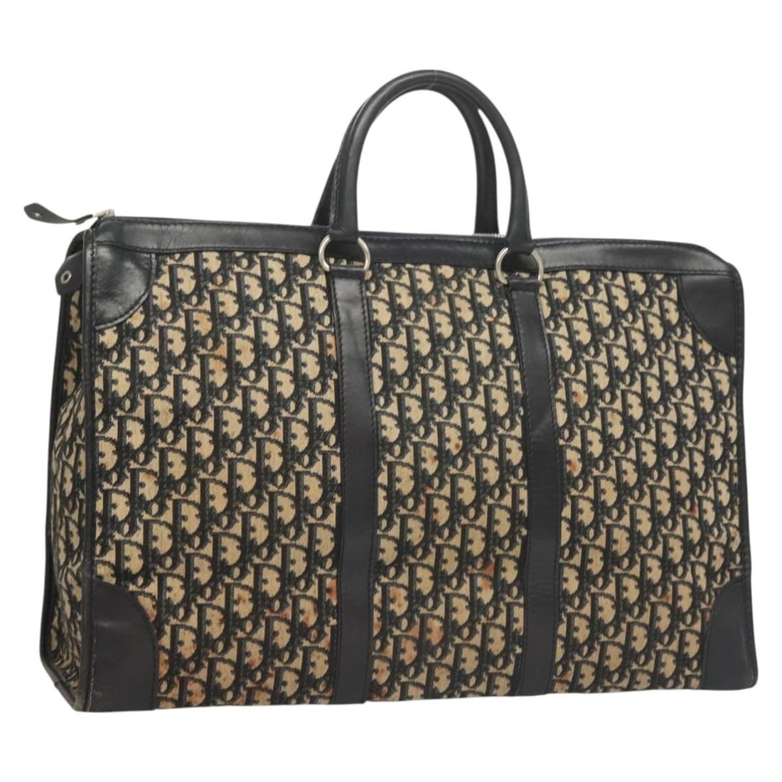 Christian Dior Navy Gold Trotter Canvas Hand Bag Authenticated: Christian Dior Navy Gold Trotter Canvas Hand Bag Authenticated This authentic Christian Dior Trotter Canvas Hand Bag showcases a stylish combination of navy and gold. Measuring approximately 20.1 inch