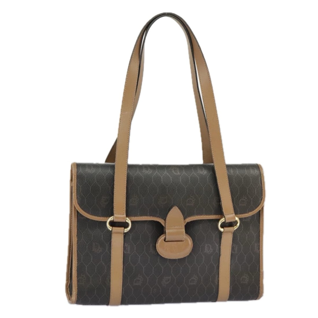 Christian Dior Honeycomb Canvas Hand Bag Black Beige PVC Auth: Christian Dior Honeycomb Canvas Hand Bag Black Beige PVC Auth This authentic Christian Dior Honeycomb Canvas Hand Bag showcases a stylish blend of black and beige PVC leather, making it a versatile ac