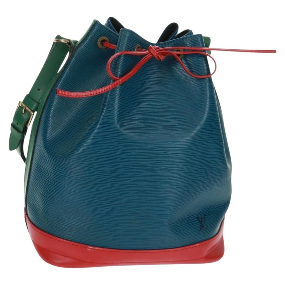 Louis Vuitton Noe Tricolor Epi Leather Shoulder Bag M44082 Blue Red Green: Louis Vuitton Noe Tricolor Epi Leather Shoulder Bag M44082 Blue Red Green This Louis Vuitton Epi Tricolor Noe Shoulder Bag features a striking combination of blue, red, and green Epi leather. The bag