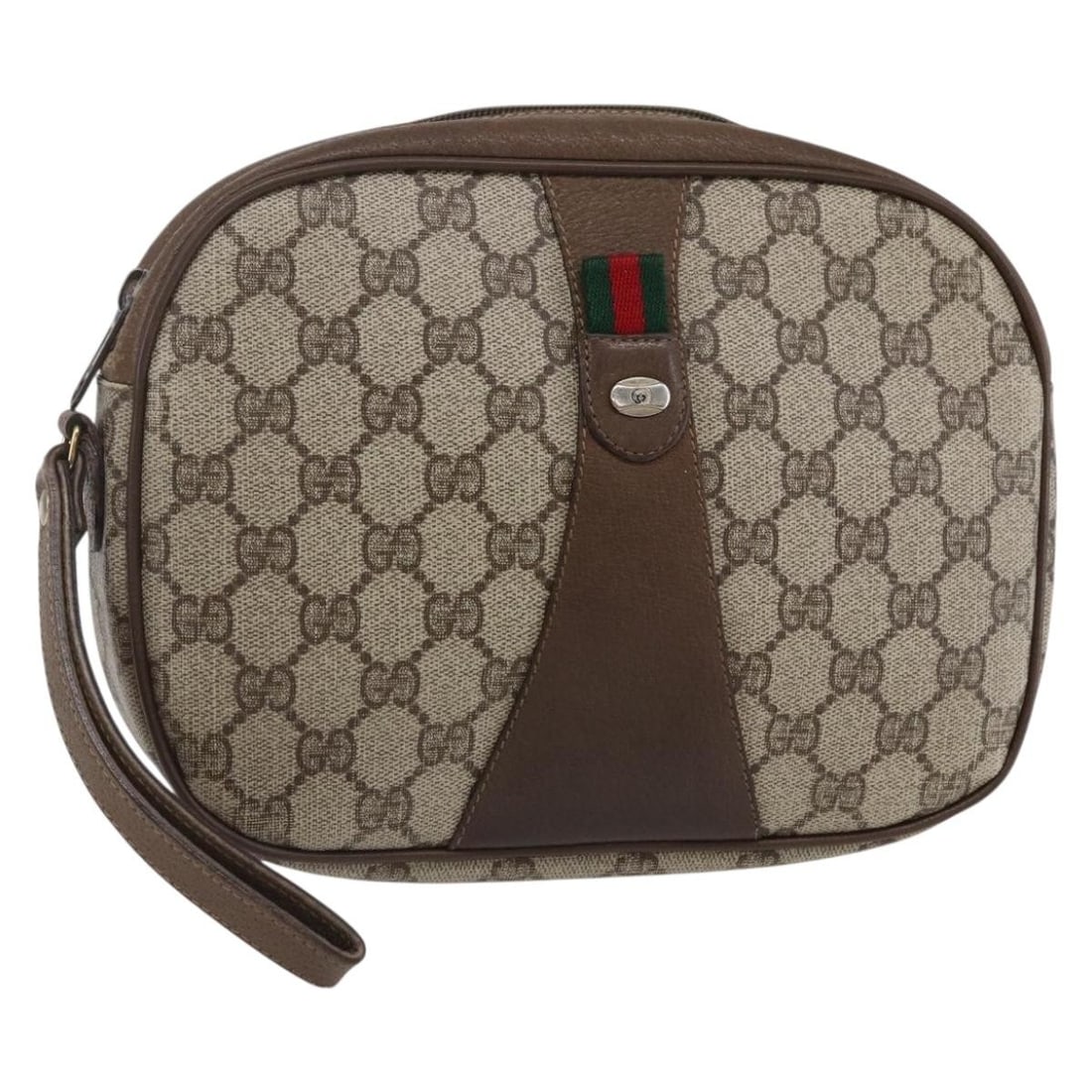 GUCCI GG Supreme Sherry Line Beige Gold PVC Clutch Bag 89 01 034 Authentic: GUCCI GG Supreme Sherry Line Beige Gold PVC Clutch Bag 89 01 034 Authentic This exquisite GUCCI GG Supreme Web Sherry Line Clutch Bag is crafted from durable PVC leather and features a stylish beige a